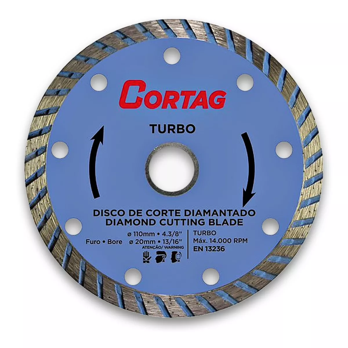 Disco Diamantado Turbo Diametro 110 Mm Furo 20 Mm Cortag