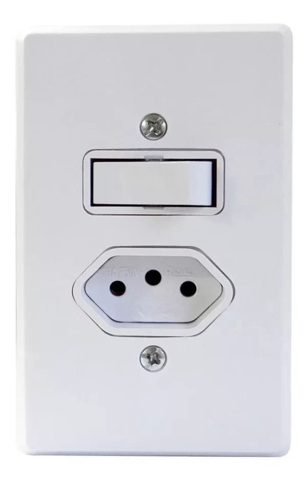 Tomada 10a 2p+t Placa + Interruptor Simples 1 Tecla